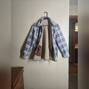 Sage Teddy Jacket Blue and Brown Cozy Style